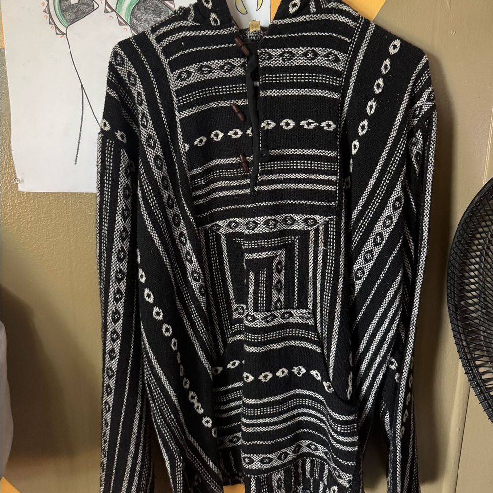 Black and White Patterned Men's Sweater